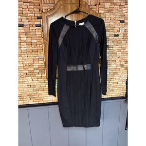 Vintage Y2K Style Cache Black Bodycon Dress With Sheer Sleeves Sz 6 Party